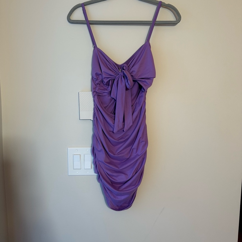 Amazon Purple Bodycon Cut Out Ruched Mini Dress - Picture 3 of 6
